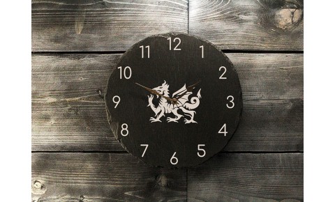 Welsh Slate Wall Clock | Dragon with Numbers